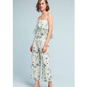 NWT FOXIEDOX x Anthropologie Rosabel leaf print strapless jumpsuit XS Petite new